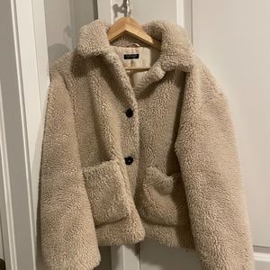 TOPSHOP Teddy Coat Size US4 Brown